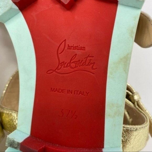 Authentic Christian Louboutin Rock N Buckle Colorblock Leather Gladiator Sandals - Picture 7 of 7